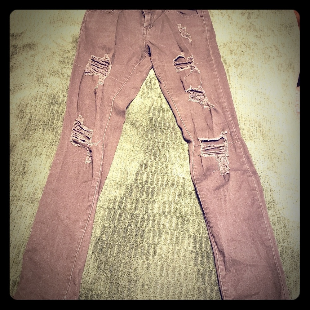 Distressed army green pants